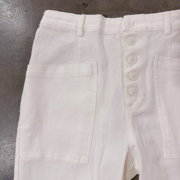 Skies Are Blue Washed Utility Denim Pants Button Fly High Waist White sz S NWT - Picture 5 of 10